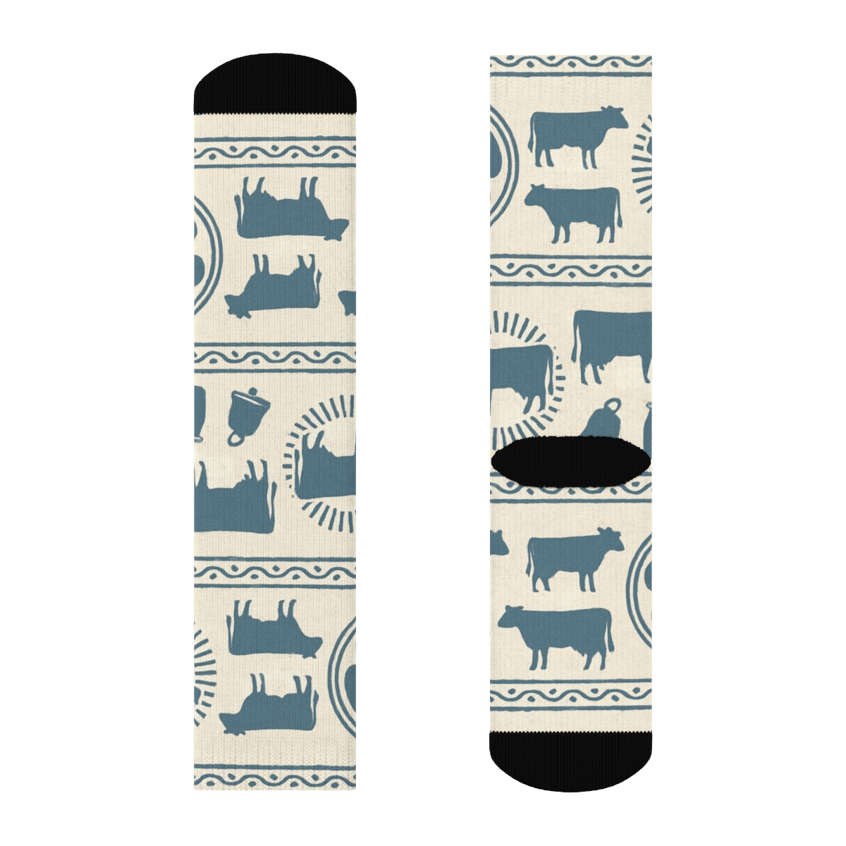 Retro Dairy Label Repeat stylish athletic crew socks