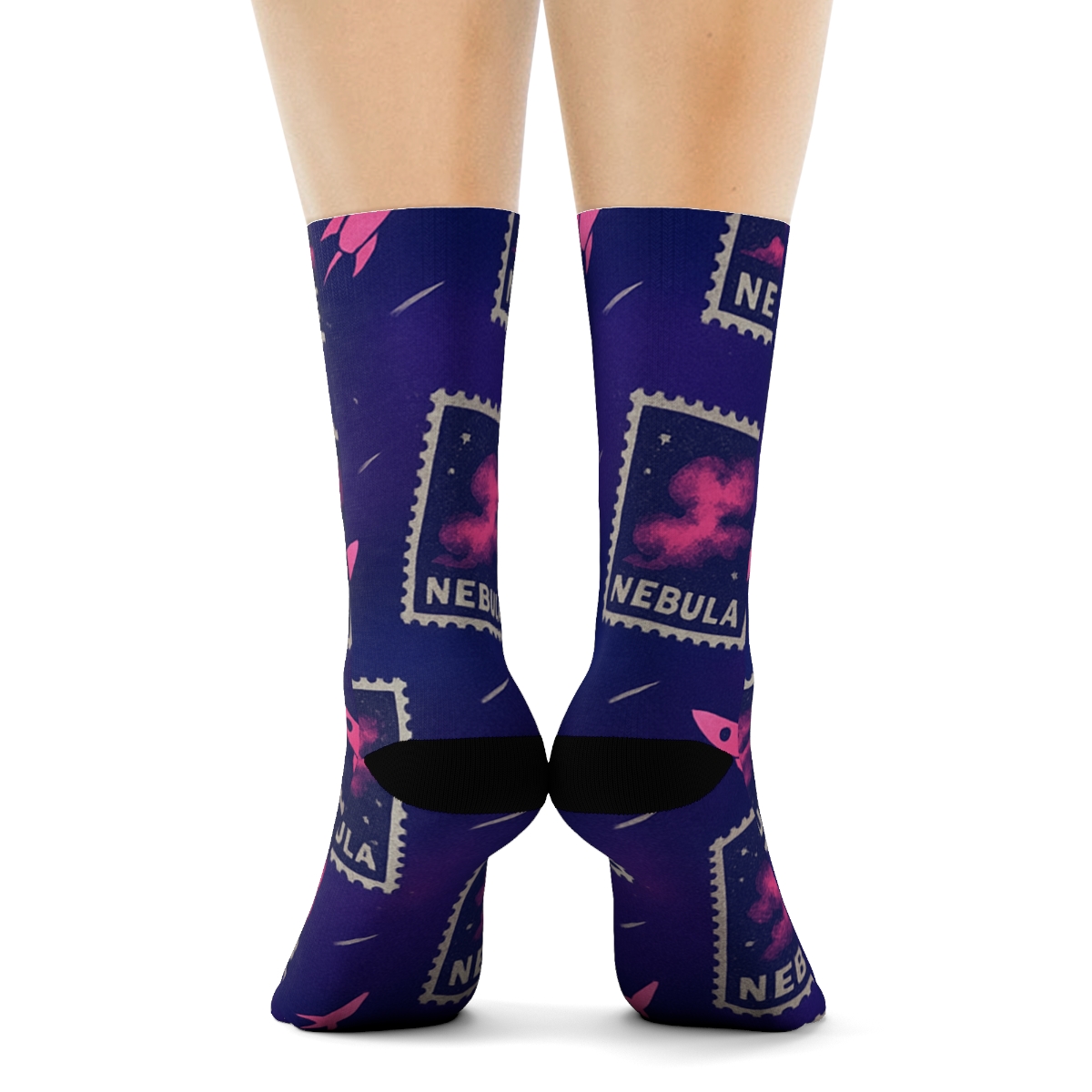 Retro Futurist Nebula Stamp Toss comfortable cotton crew socksRetro Futurist Nebula Stamp Toss Crew Socks - Image 4
