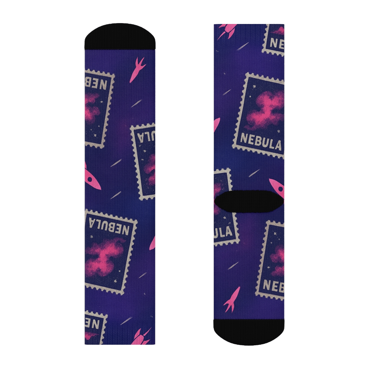Retro Futurist Nebula Stamp Toss comfortable cotton crew socks