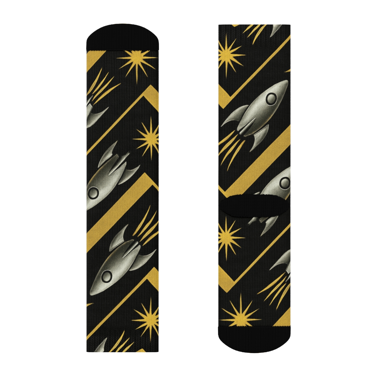 Retro Rocket Chevron trendy patterned crew socks