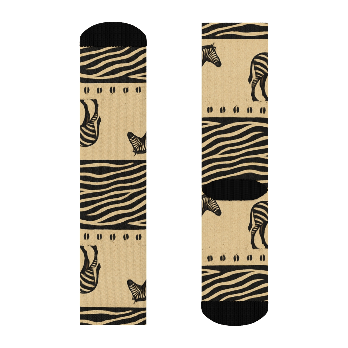 Retro Safari Cream Zebra Silhouette Stripe Bands personalized crew socks