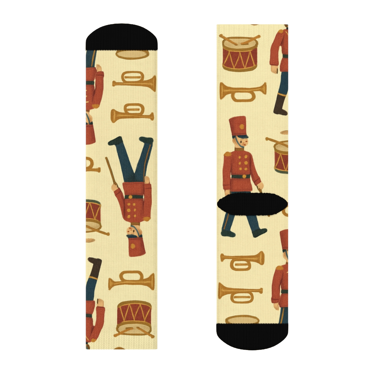 Retro Toy Soldier March On Light Yellow Background custom crew socks