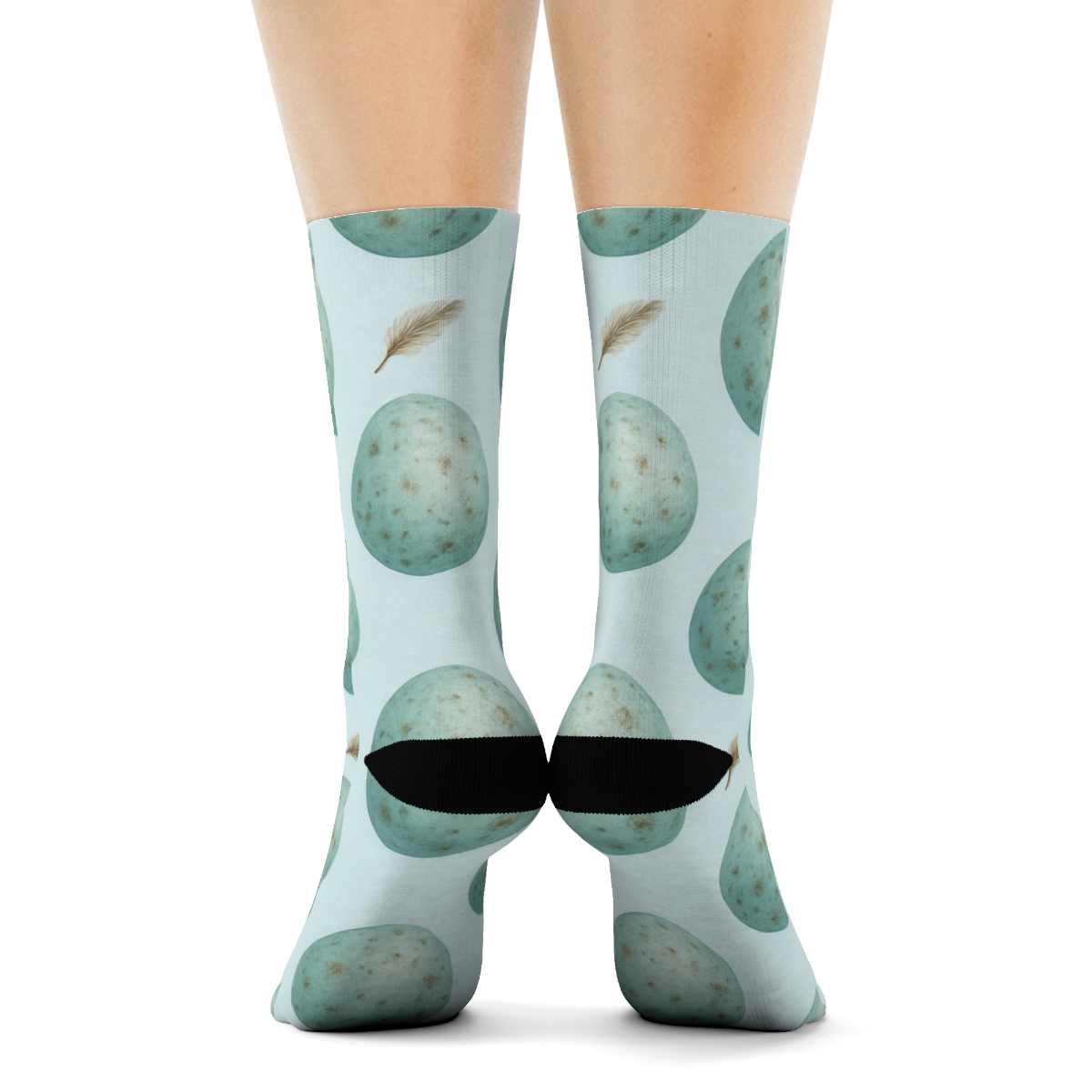 Robin Egg Oval Polka Repeat On Pale Blue Background custom crew socks