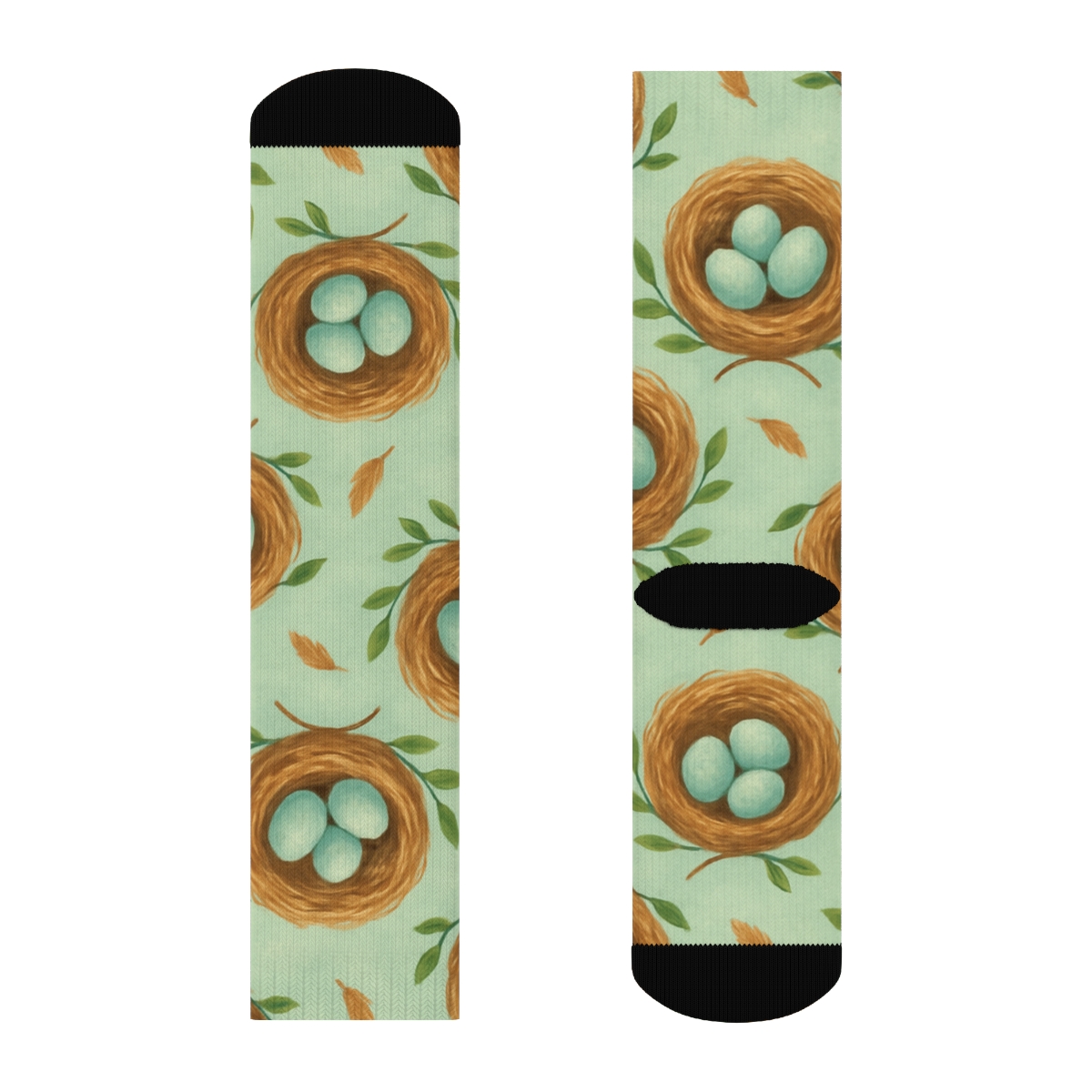 Robin Nest Ring Circles On Soft Mint Background premium sports crew socksRobin Nest Ring Circles on Soft Mint Background Crew Socks - Image 2