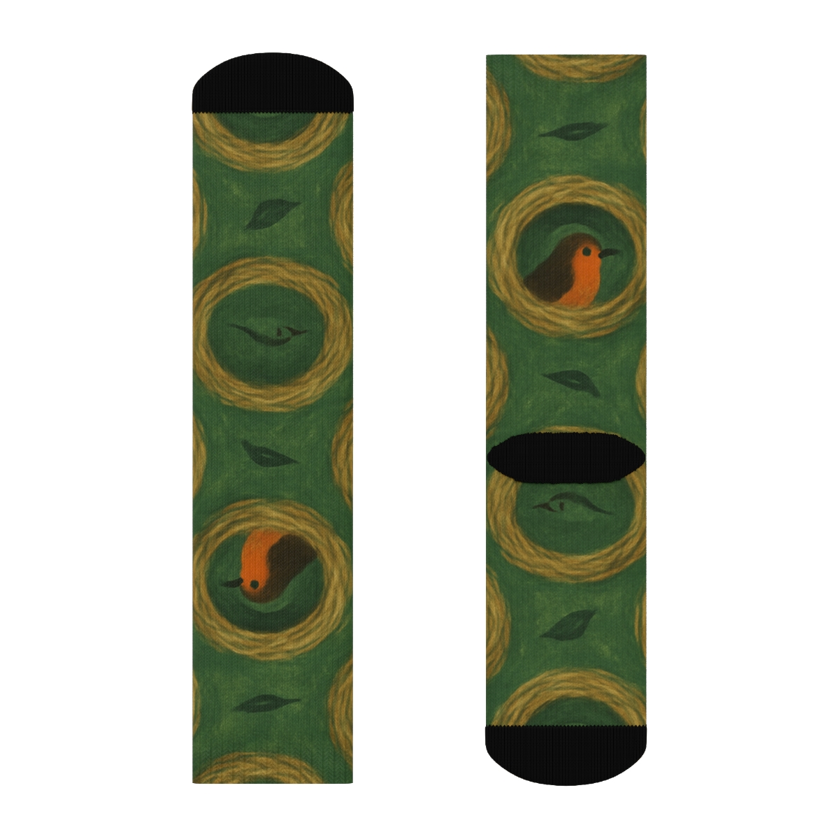 Robin Nest Weave Tessellation On Forest Green Background stylish athletic crew socks
