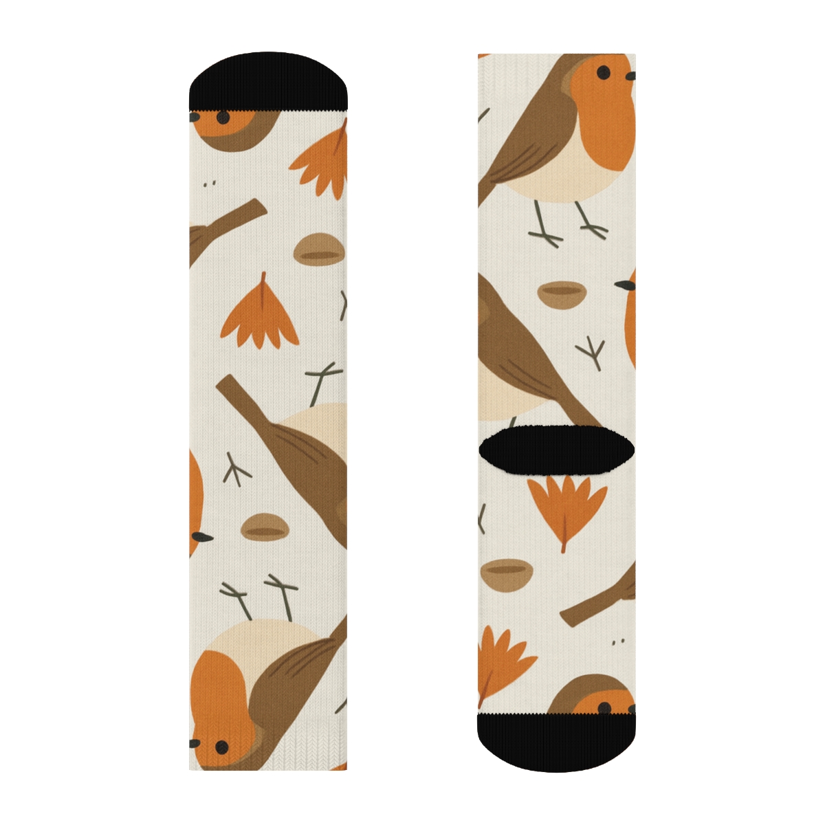 Robin Portrait Dot Scatter On Light Gray Background trendy patterned crew socks