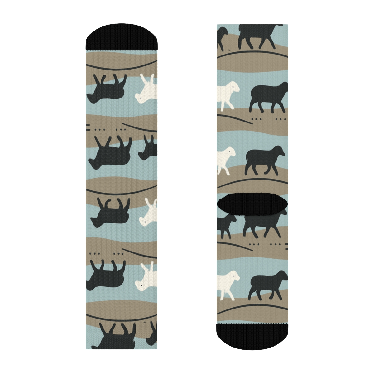 Rolling Hills Band Pattern, Pasture Sheep premium sports crew socks