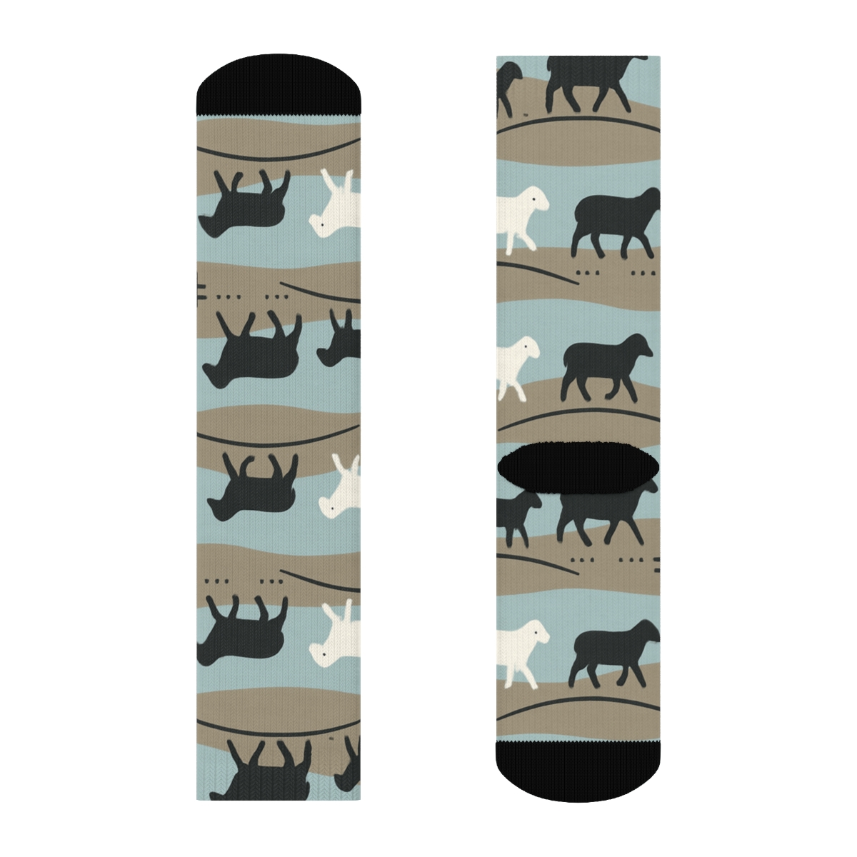 Rolling Hills Band Pattern, Pasture Sheep premium sports crew socks