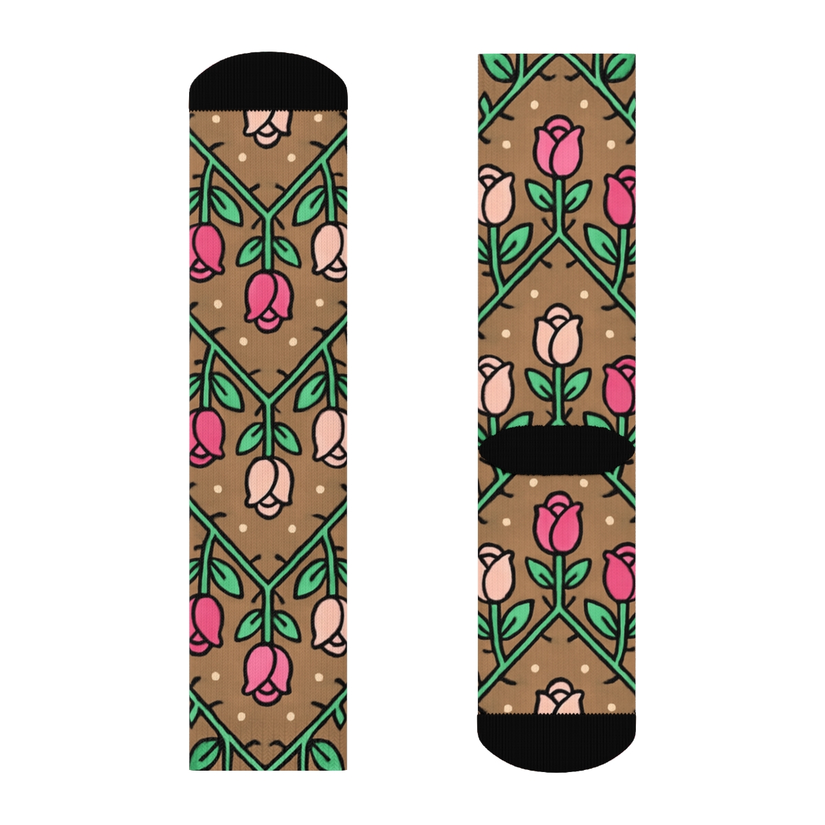 Rosebud Chevron With Valentines Rose Accent unique graphic crew socks