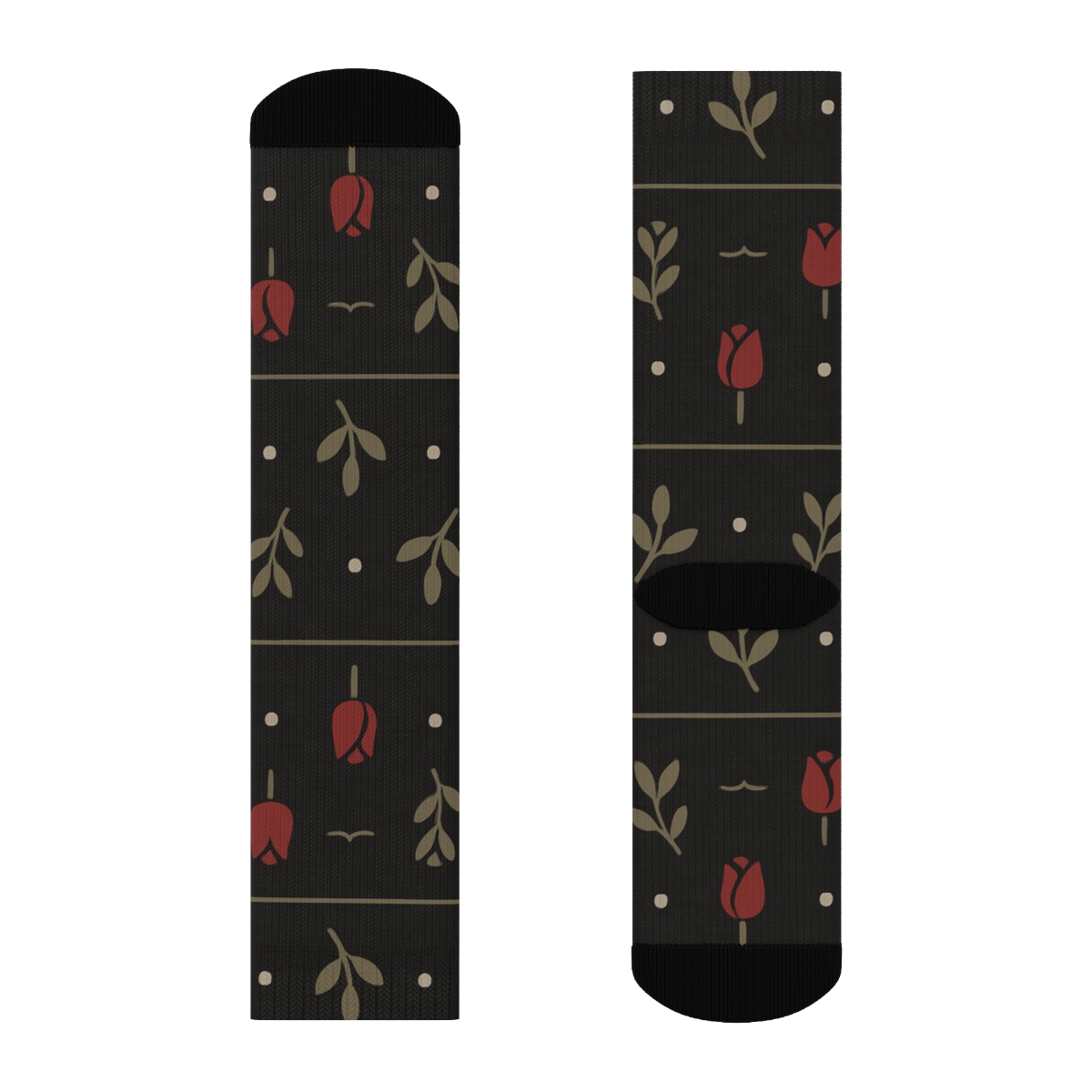 Rosebud Parade With Valentine’s Rose In Minimal Bands personalized crew socks