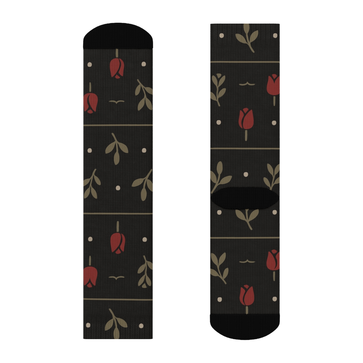 Rosebud Parade With Valentine’s Rose In Minimal Bands personalized crew socks