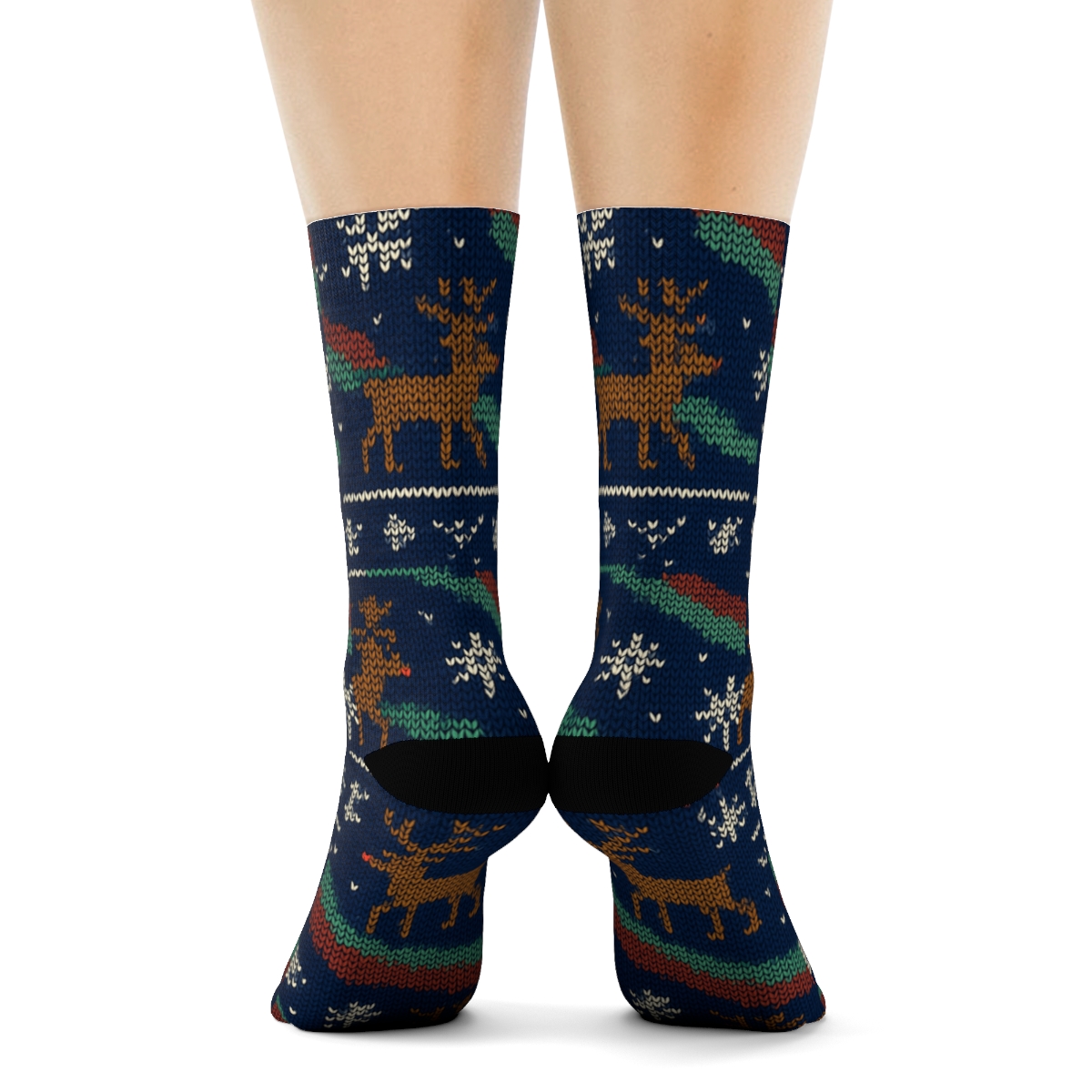Rudolph Northern Lights Antler Cascade comfortable cotton crew socks