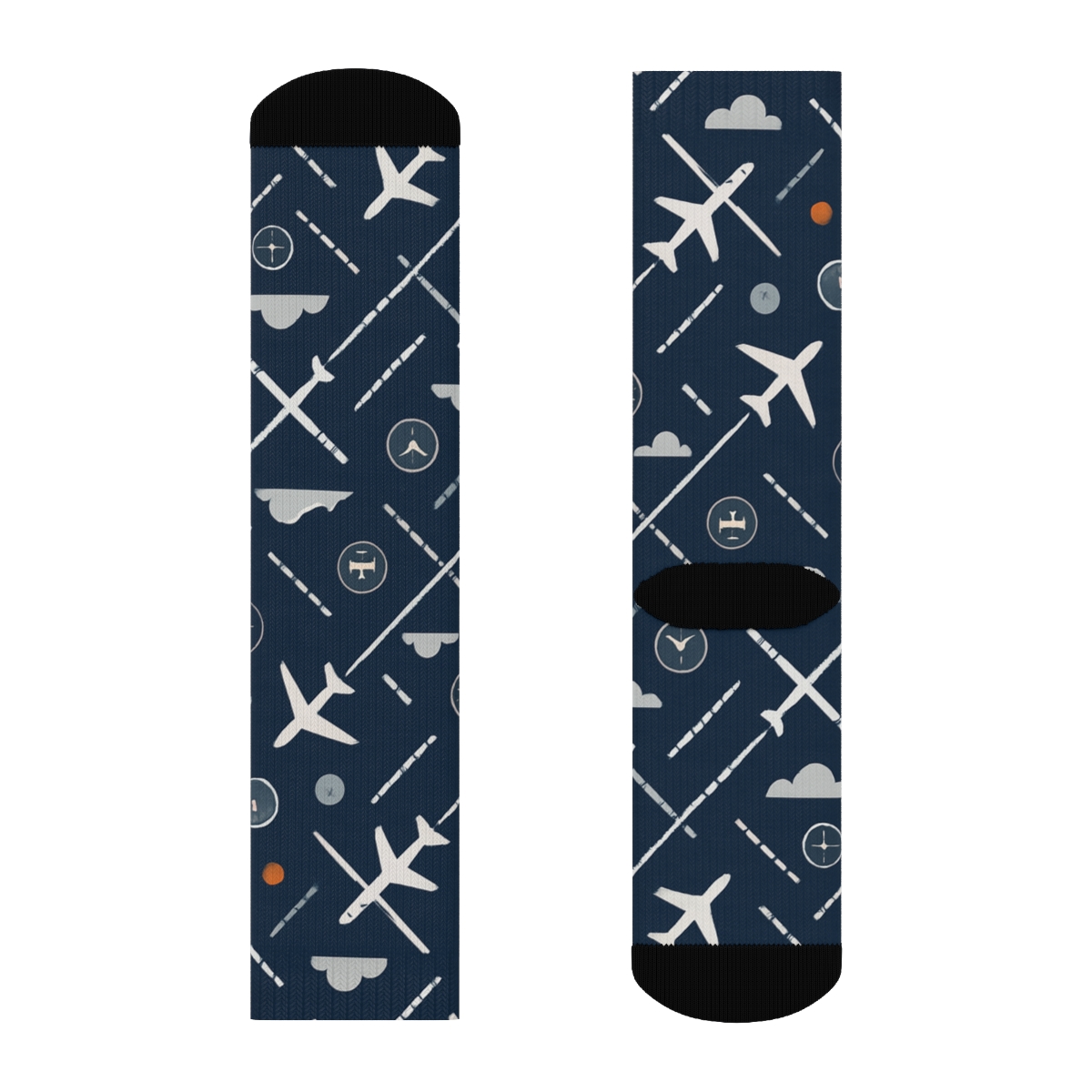 Runway Lattice With Airplane Contrails personalized crew socks