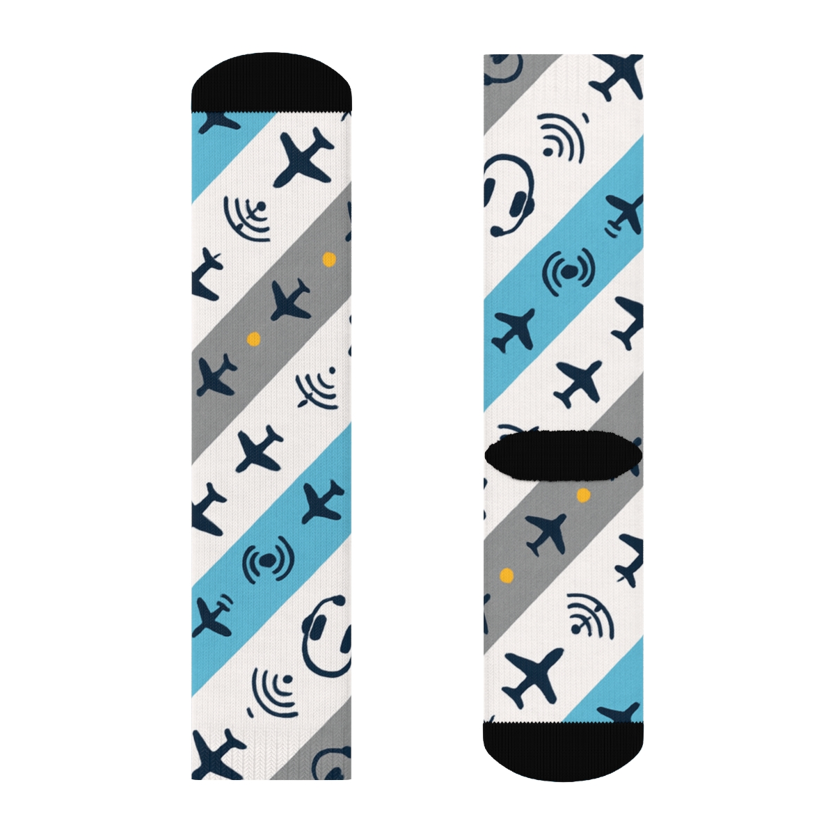 Runway Rhythm With Air Traffic Controller Icons comfortable cotton crew socks