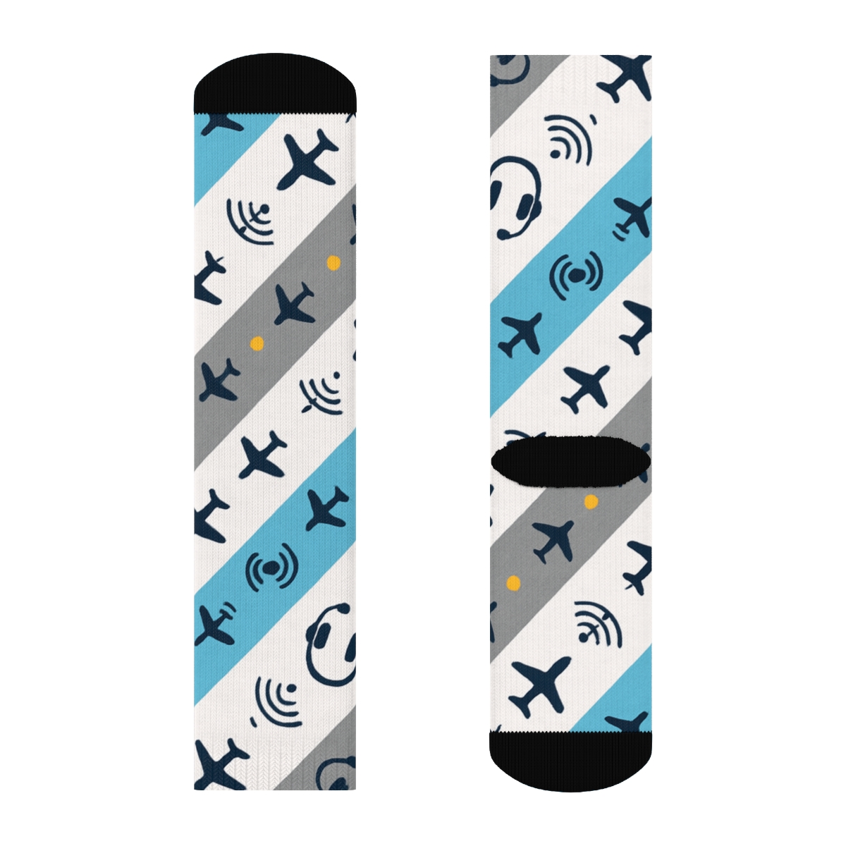 Runway Rhythm With Air Traffic Controller Icons comfortable cotton crew socks