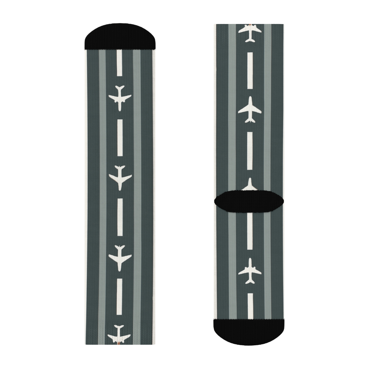 Runway Stripe Rhythm With Airplane Icons soft everyday crew socks