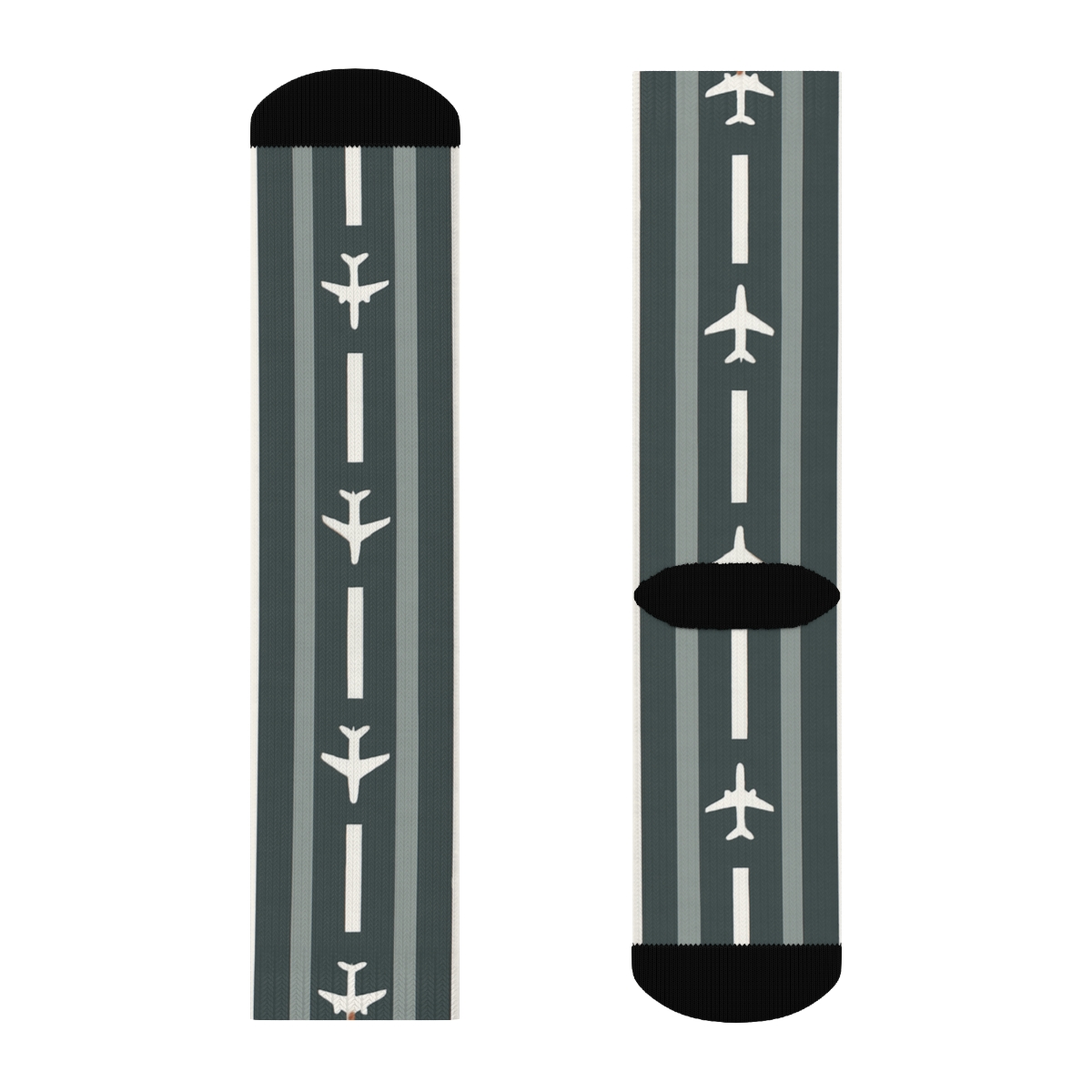 Runway Stripe Rhythm With Airplane Icons soft everyday crew socks