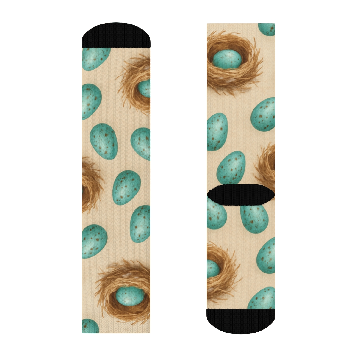 Rust Robin Egg Scatter On Warm Beige Background custom crew socks