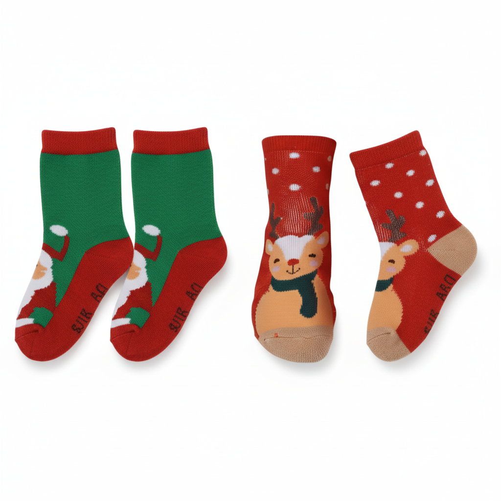 4-Pairs Merino Wool Christmas Kids Socks - Thickened Winter Warm Cotton Socks