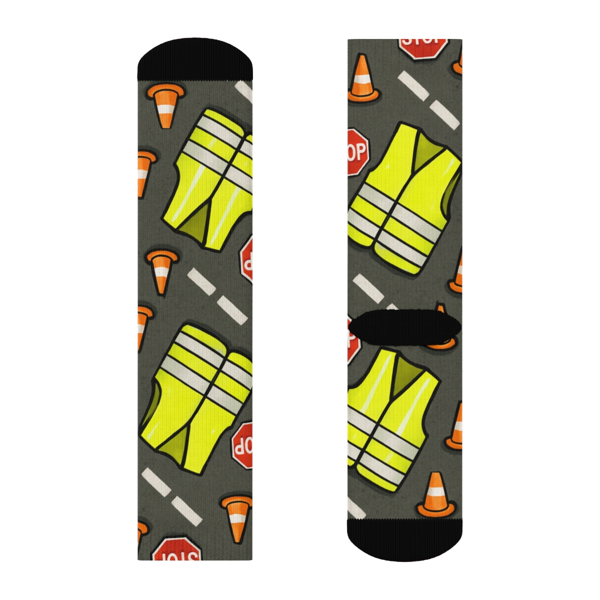 Safety Stripe Parade In Crossing Guard Style unique graphic crew socks