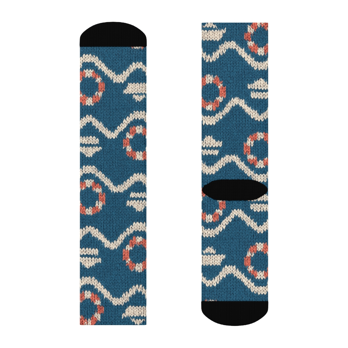 Sailor Knit Illusion Wave Chevron premium sports crew socks
