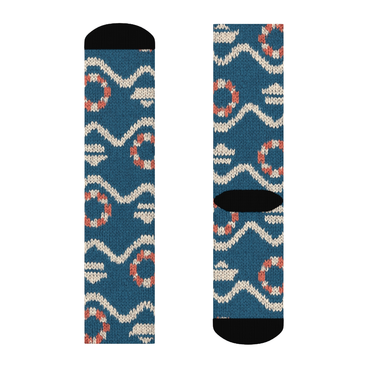 Sailor Knit Illusion Wave Chevron premium sports crew socks