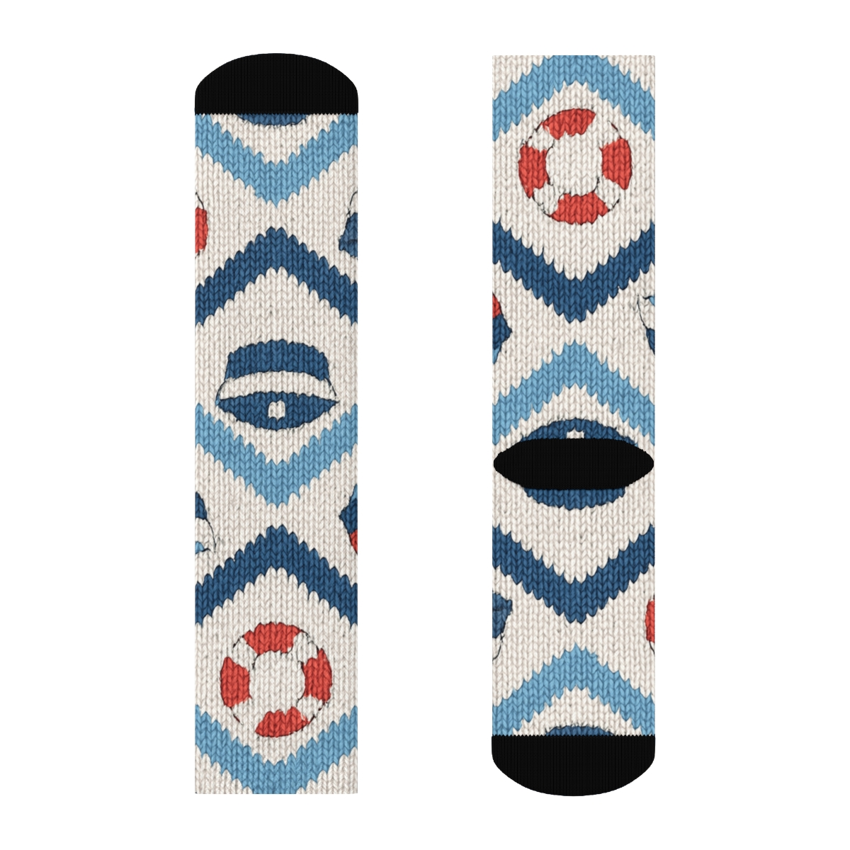 Sailor Knitted Wave Chevron Lattice stylish athletic crew socks