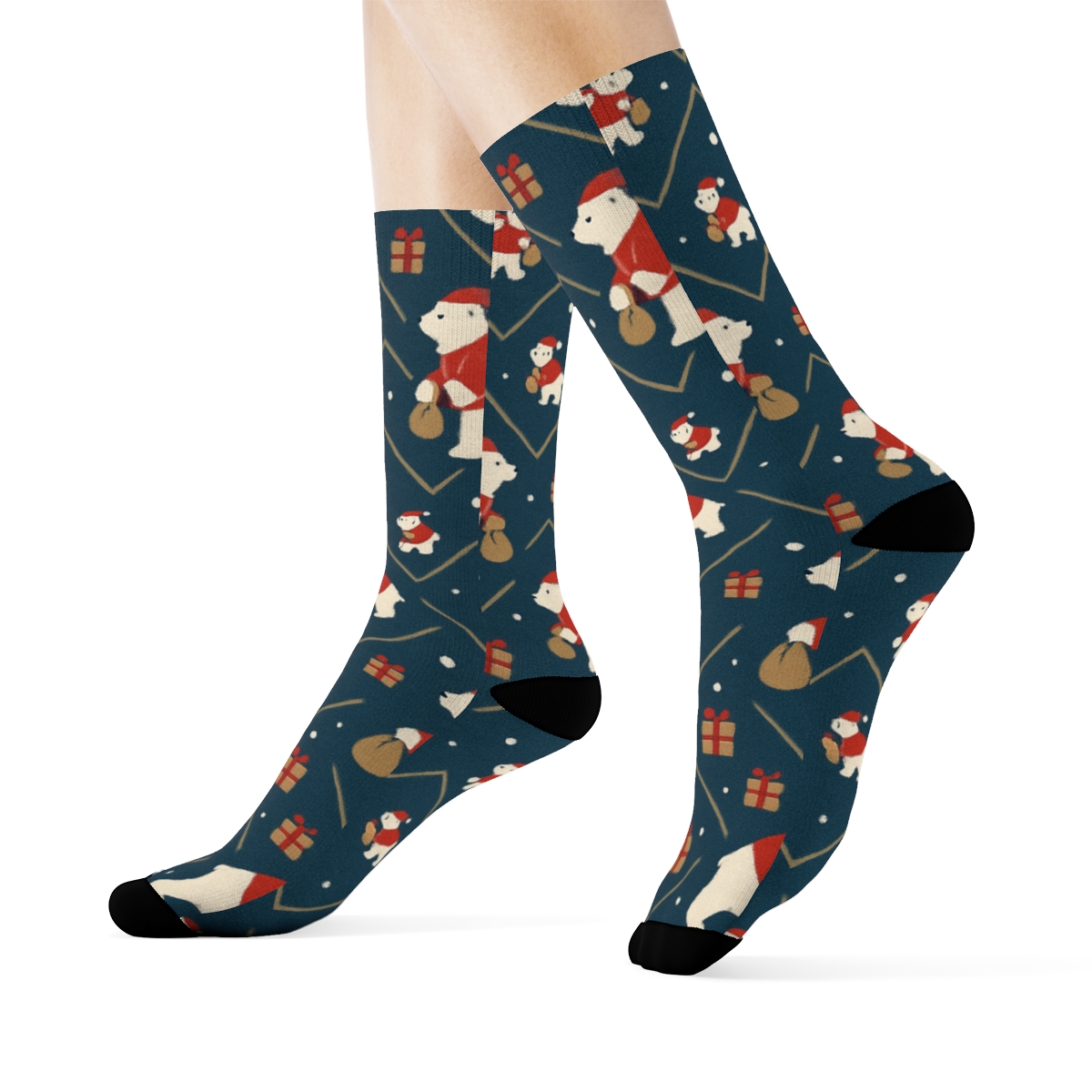 Santa Bear Chevron Scatter unique graphic crew socks
