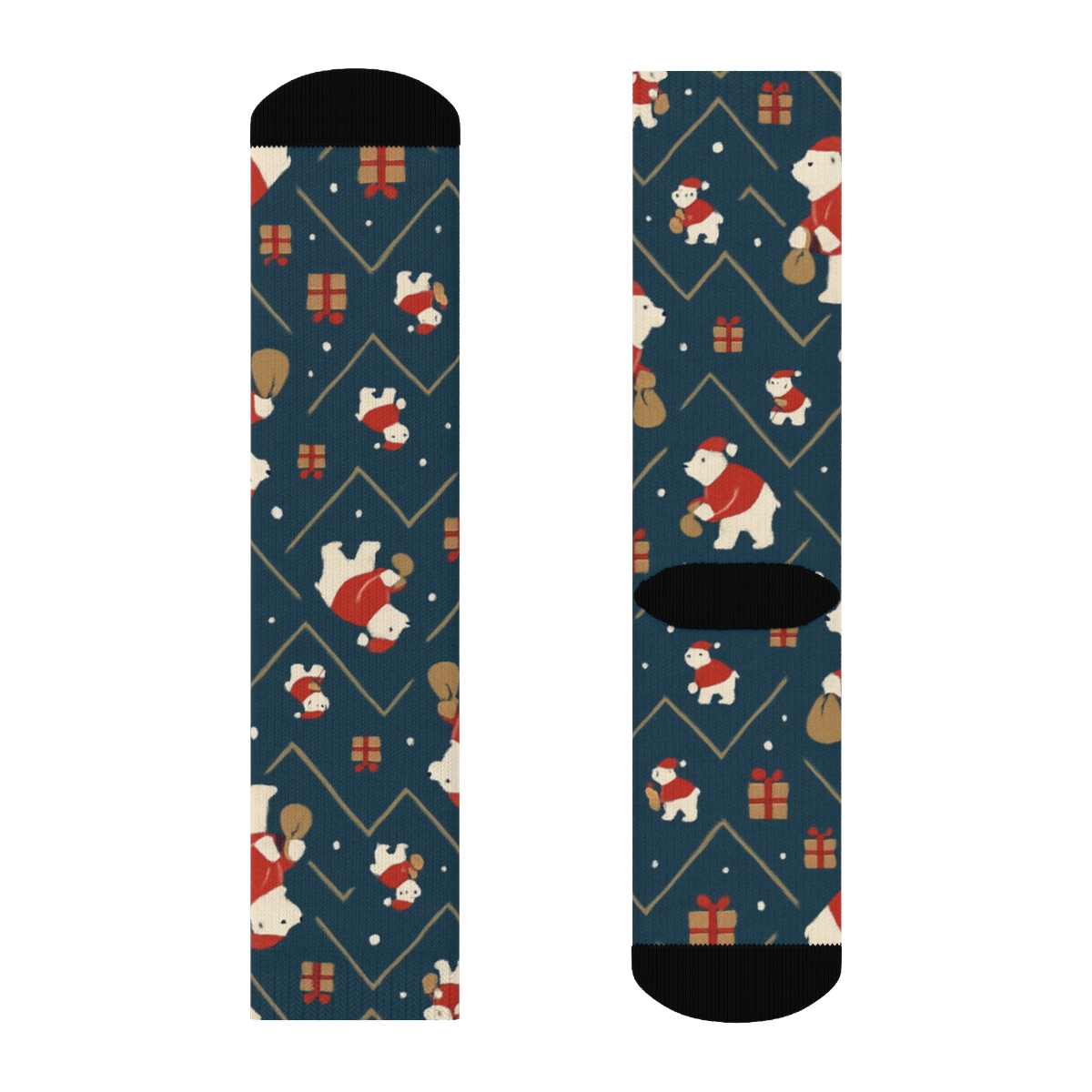 Santa Bear Chevron Scatter unique graphic crew socks