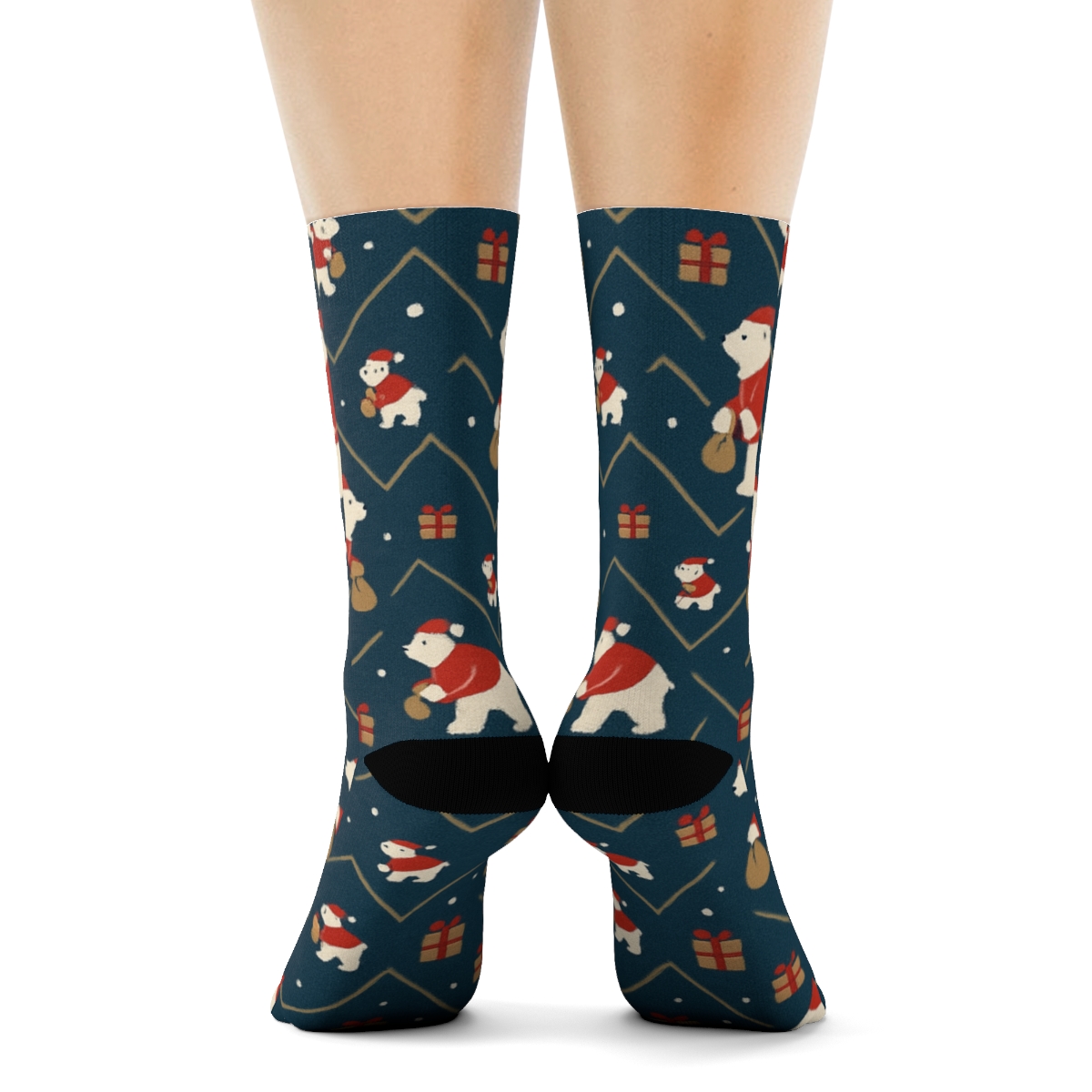 Santa Bear Chevron Scatter unique graphic crew socks