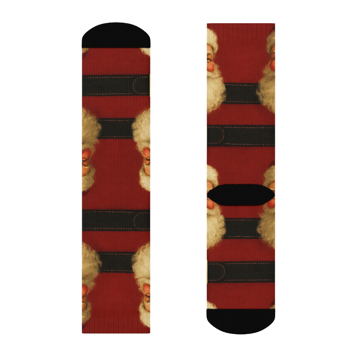 Santa Belt Buckle Border Pattern comfortable cotton crew socks