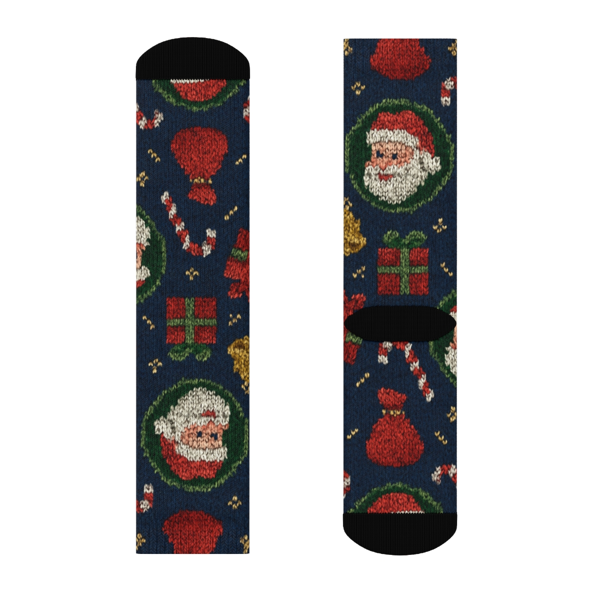 Santa Claus Knitted Toy Workshop Tessellation personalized crew socks