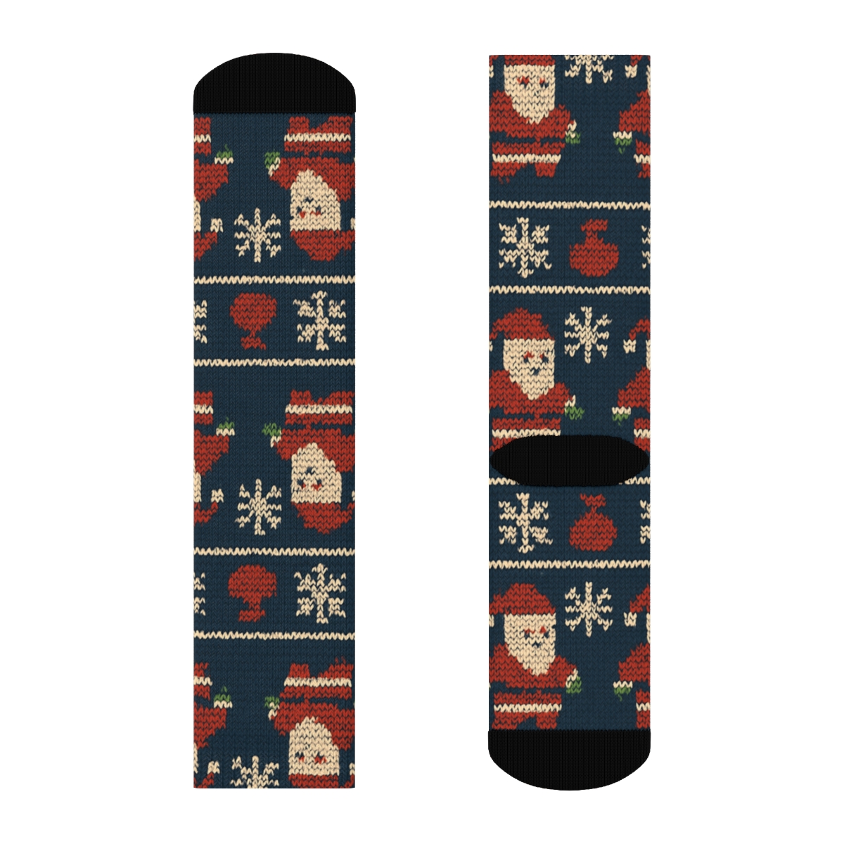 Santa Claus Nordic Night Knit Pattern comfortable cotton crew socks