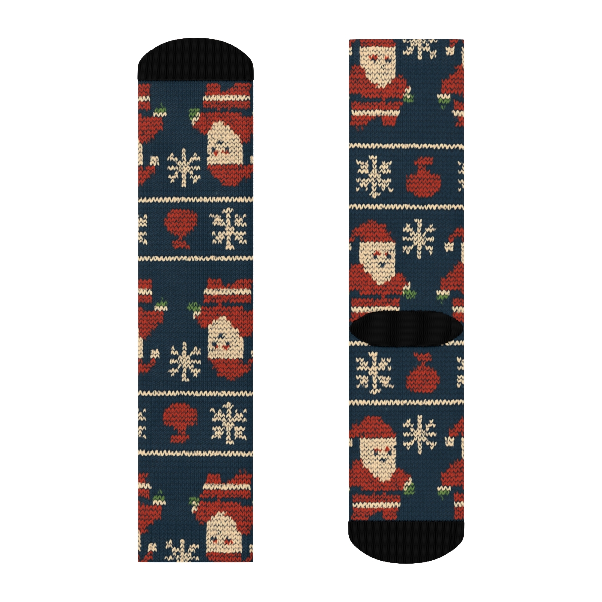 Santa Claus Nordic Night Knit Pattern comfortable cotton crew socks