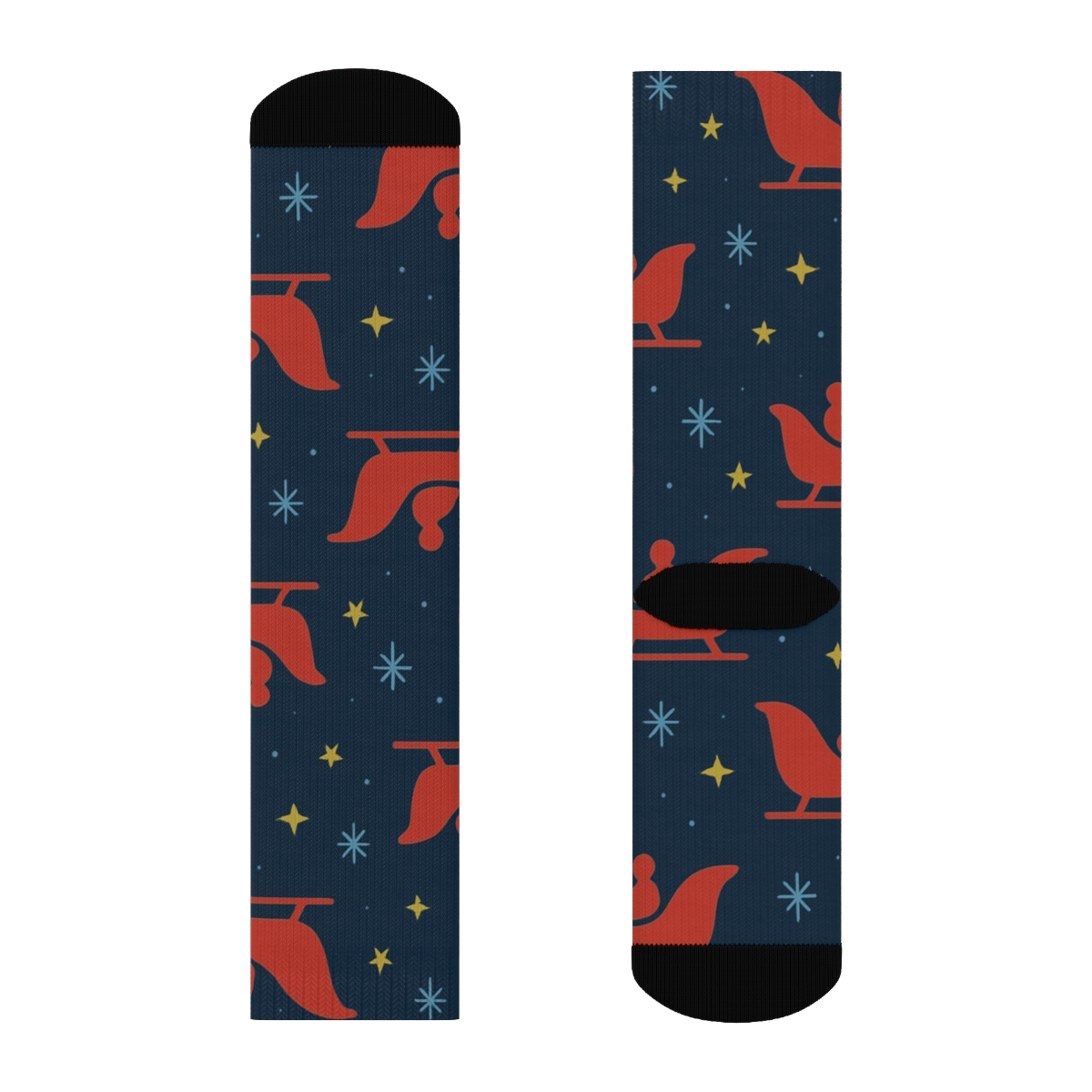 Santa Claus Sleigh Silhouette Wave personalized crew socks