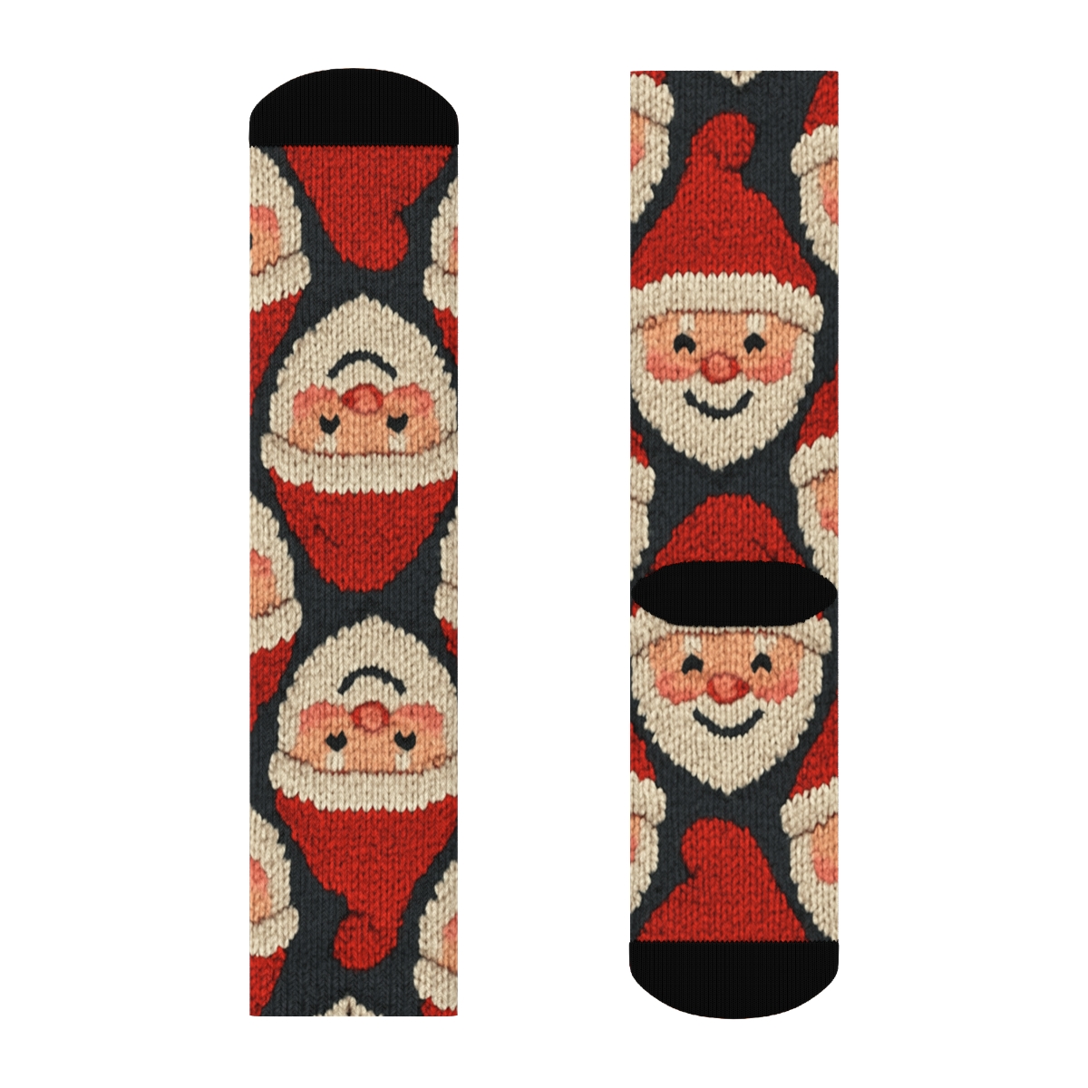 Santa Face Mosaic Christmas unique graphic crew socks