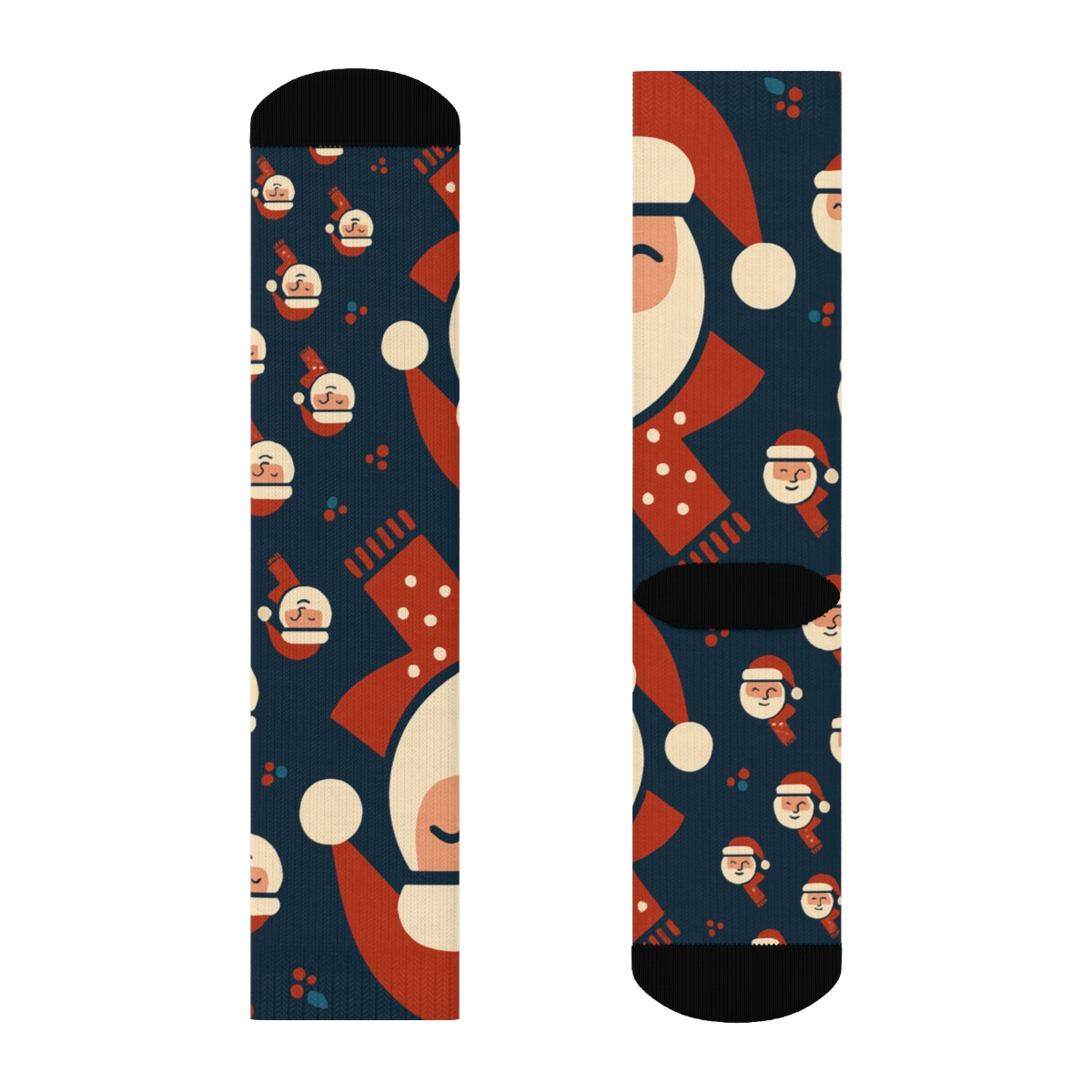Santa Face Progression Holiday unique graphic crew socks