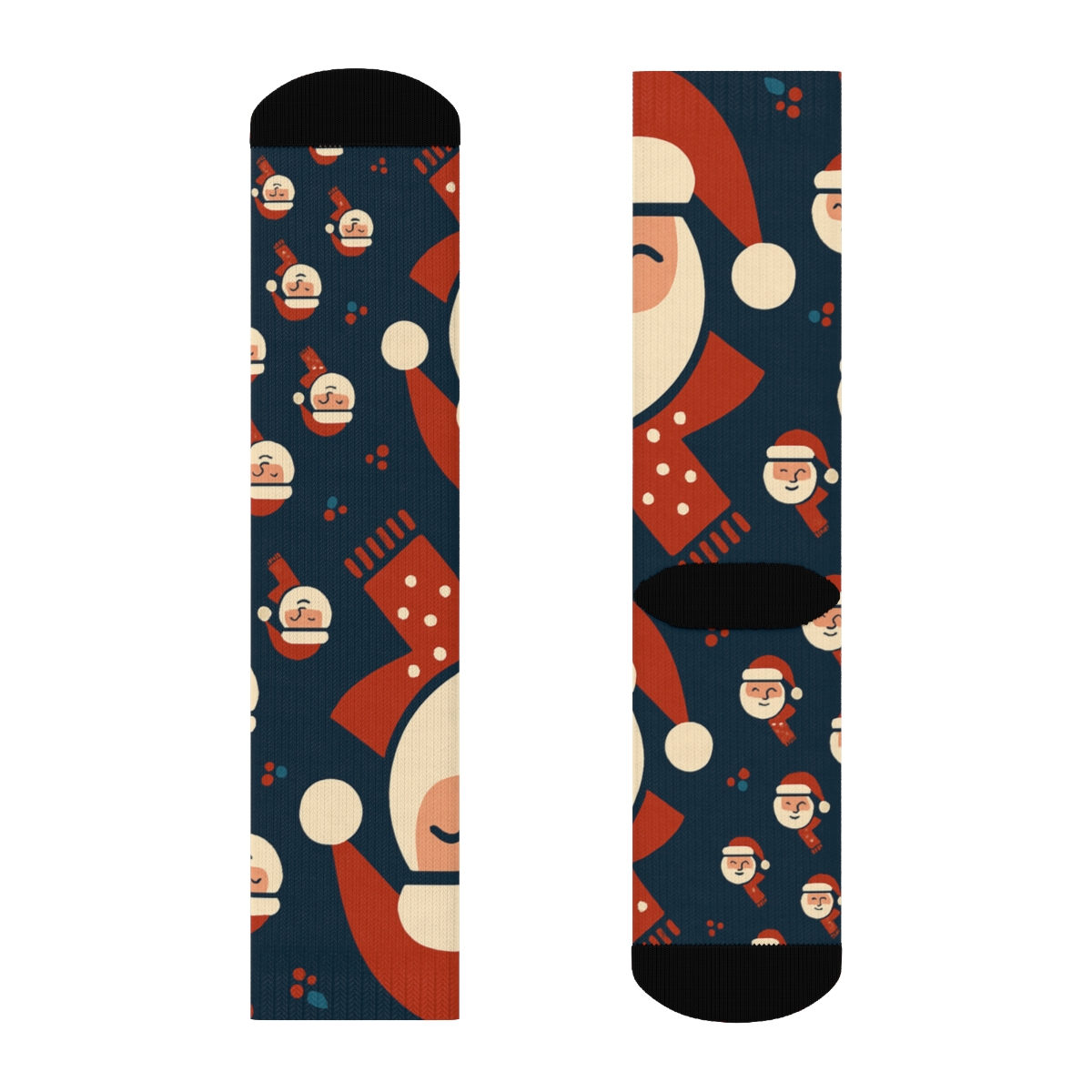 Santa Face Progression Holiday unique graphic crew socks