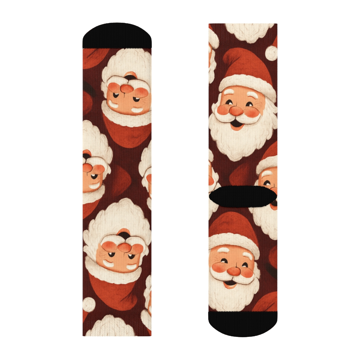 Santa Face Repeating Motif unique graphic crew socks