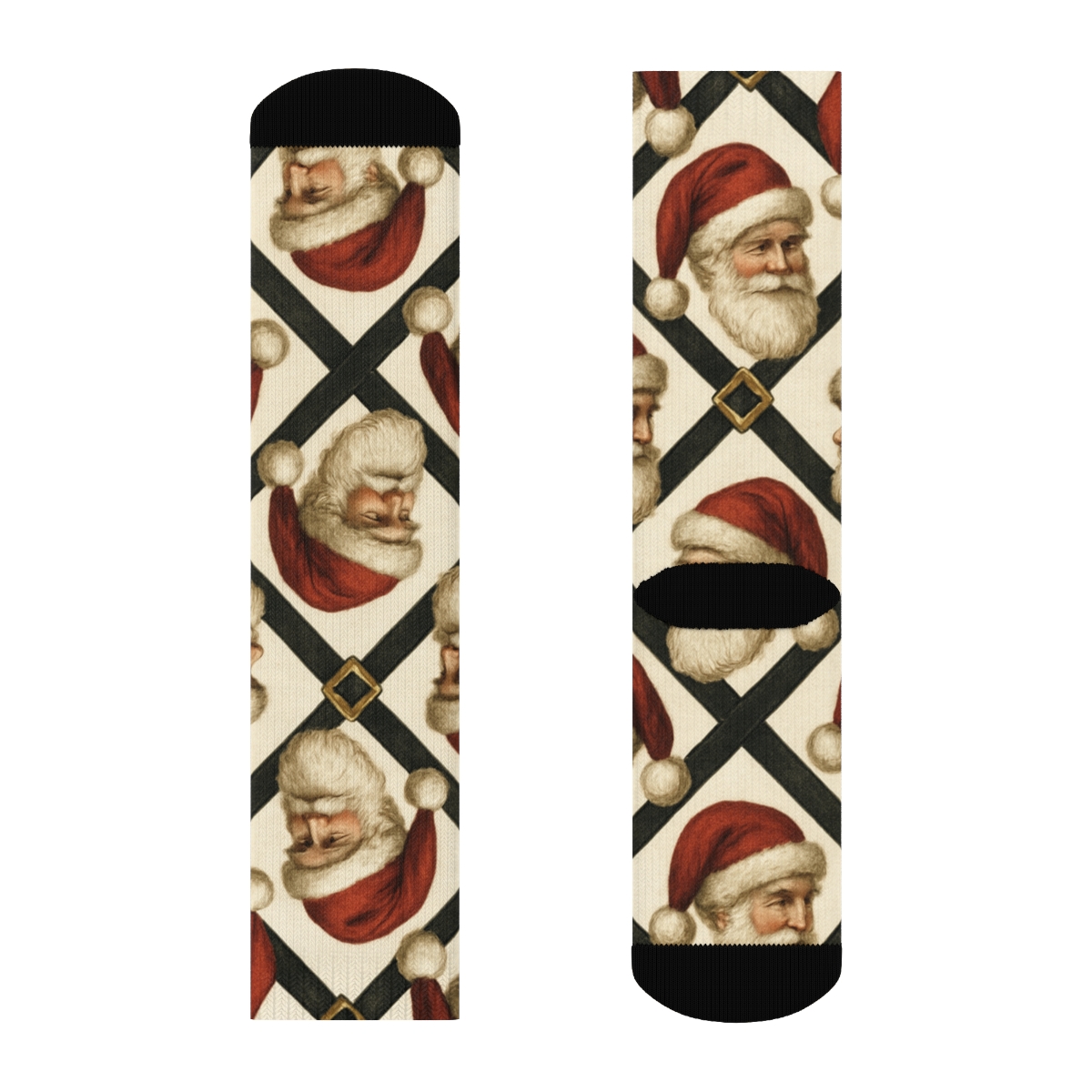 Santa Hat Grid Classic custom crew socks