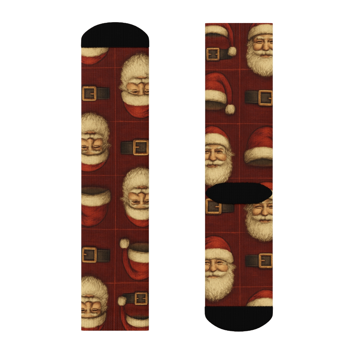 Santa Hat Grid Classic unique graphic crew socks