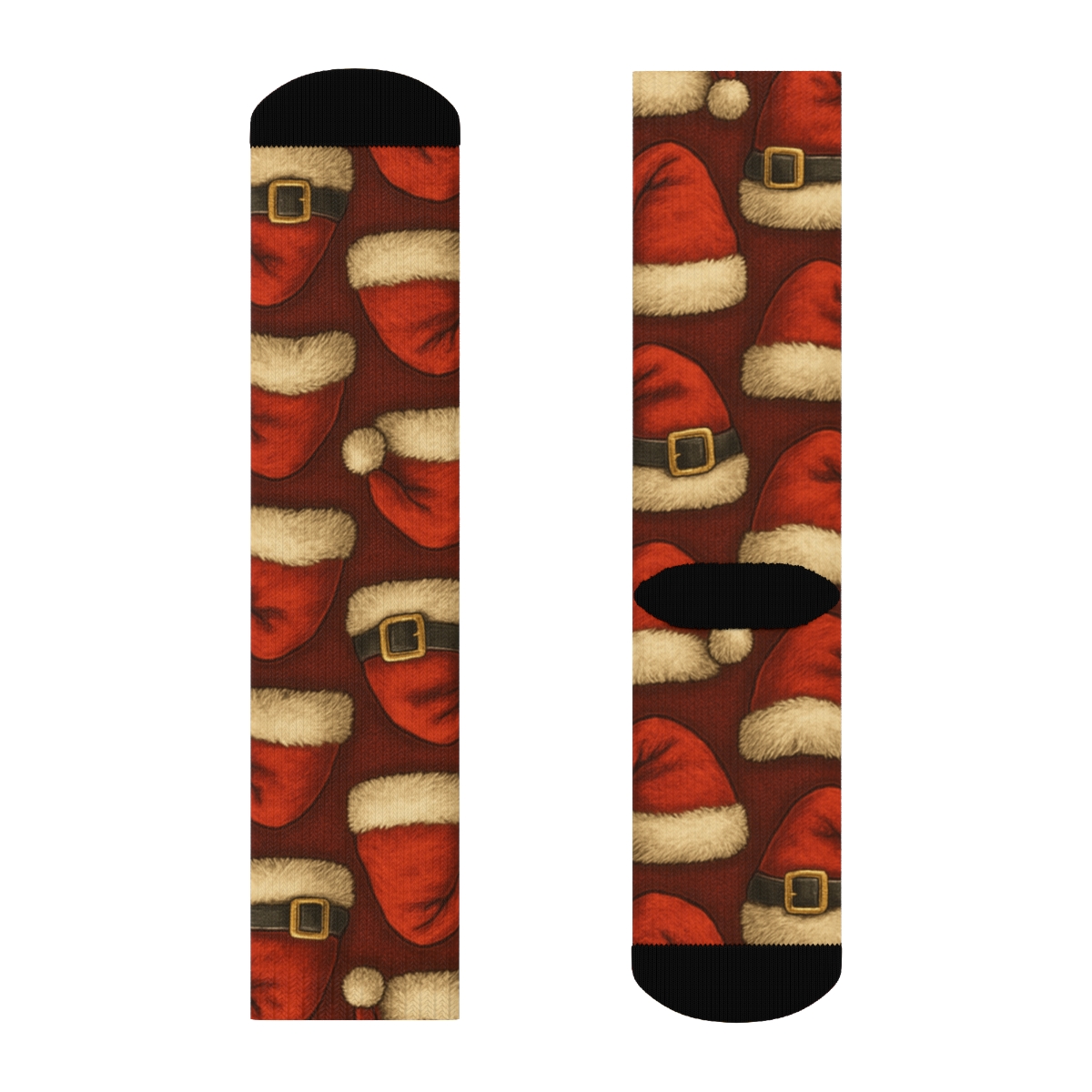 Santa Hat Grid On Crimson Field premium sports crew socks