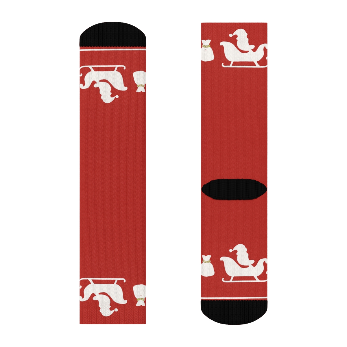Santa Sleigh Border Pattern designer printed crew socks