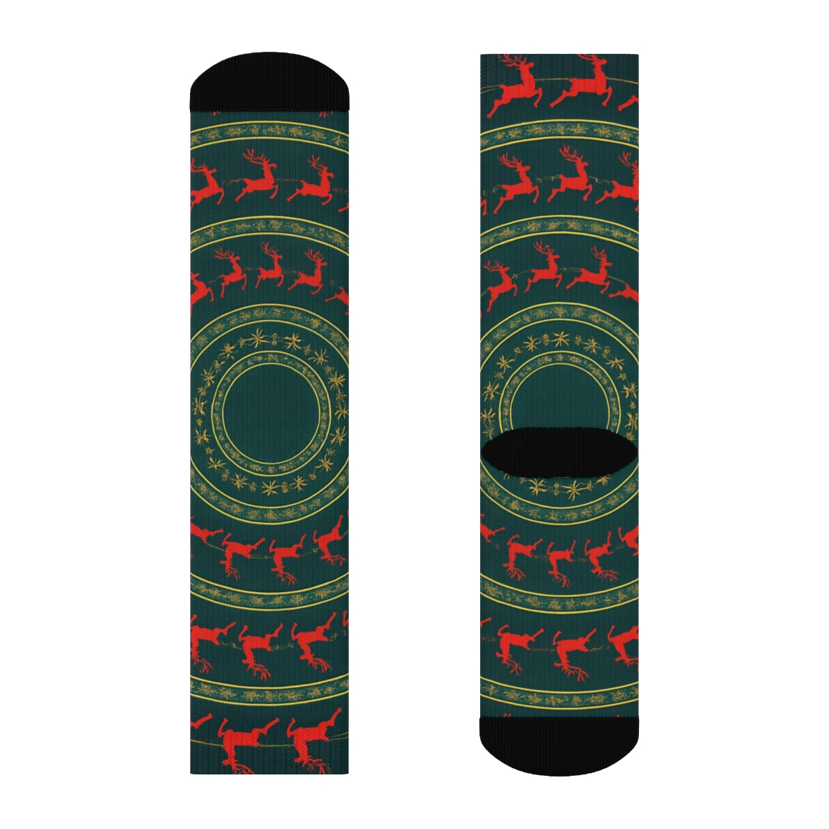 Santa Sleigh Radial Progression designer printed crew socks