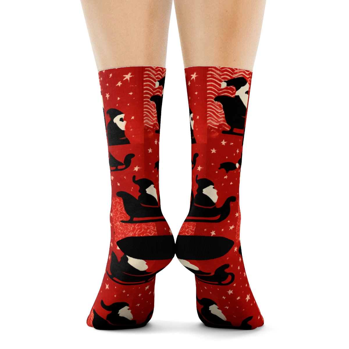 Santa Sleigh Silhouette Array soft everyday crew socks