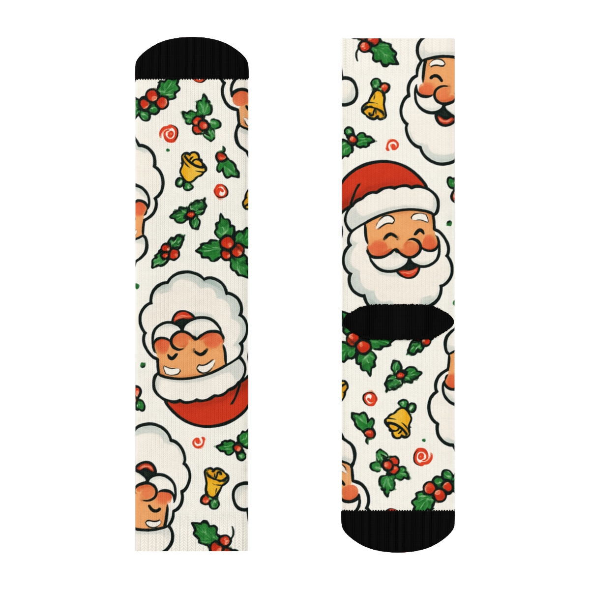Santa Spotlight With Christmas Confetti Scatter unique graphic crew socks