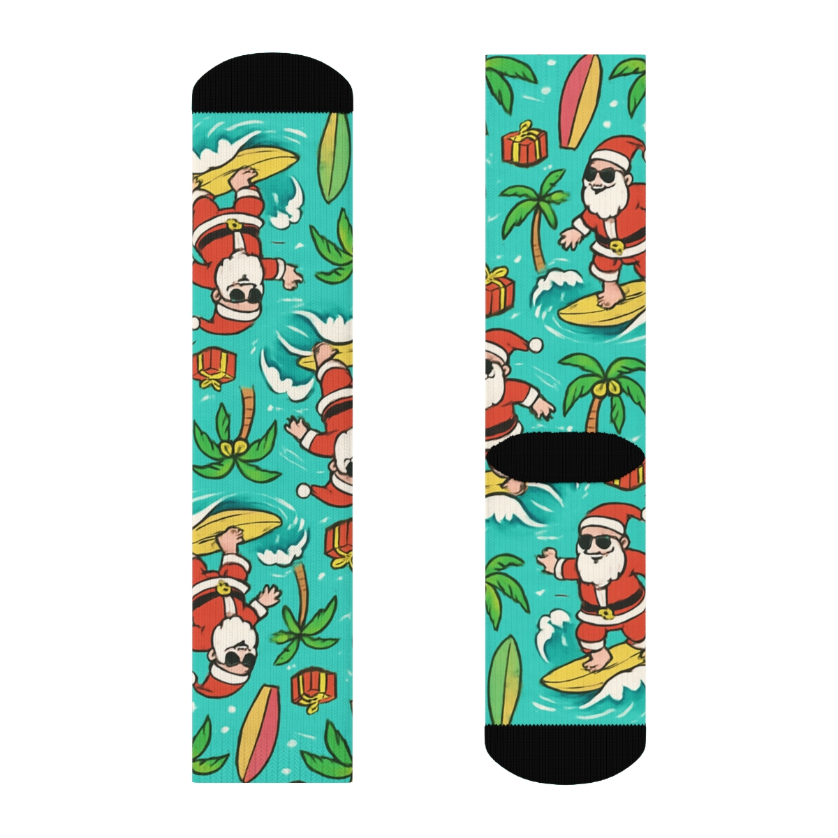 Santa Surfing Tropical Holiday soft everyday crew socks