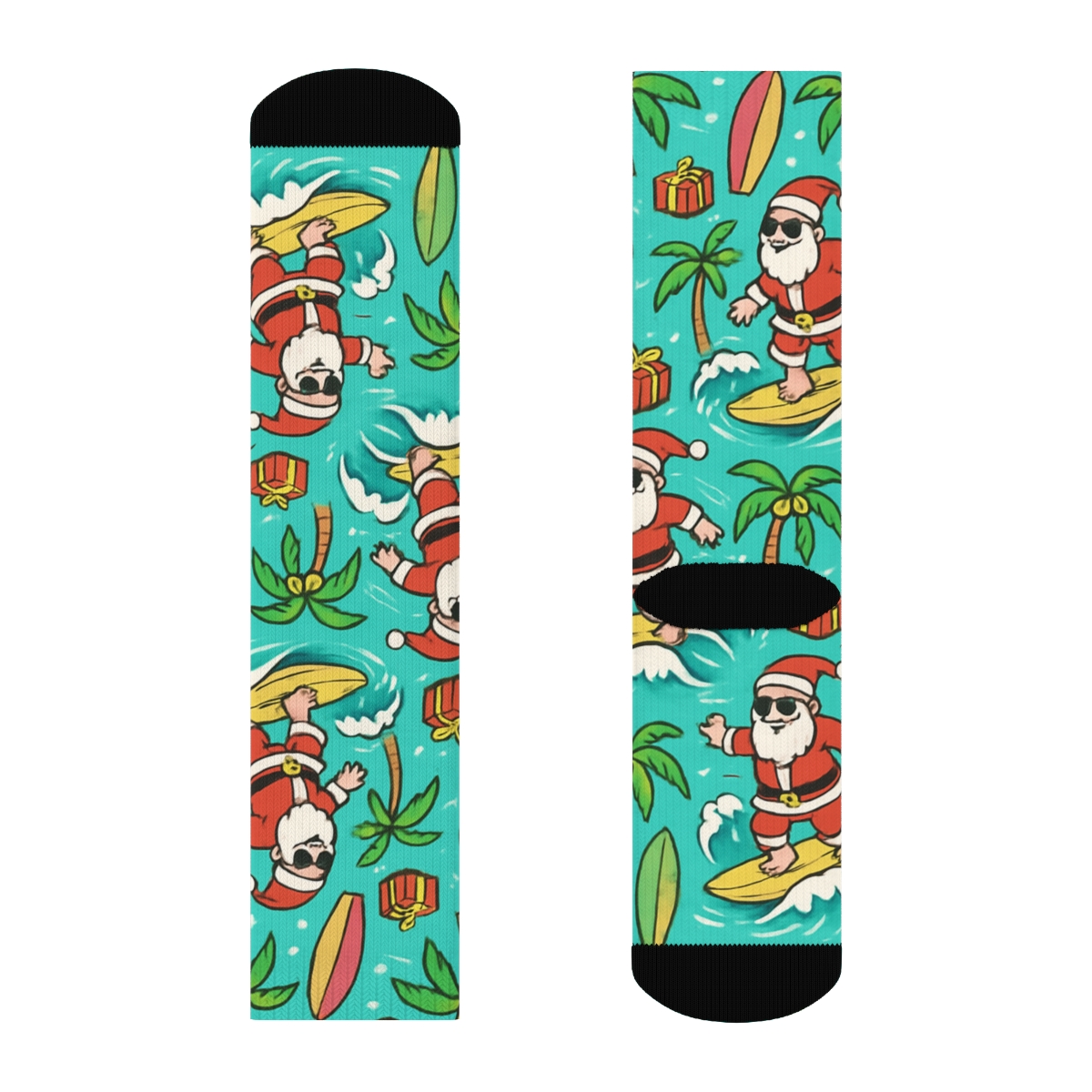 Santa Surfing Tropical Holiday soft everyday crew socks