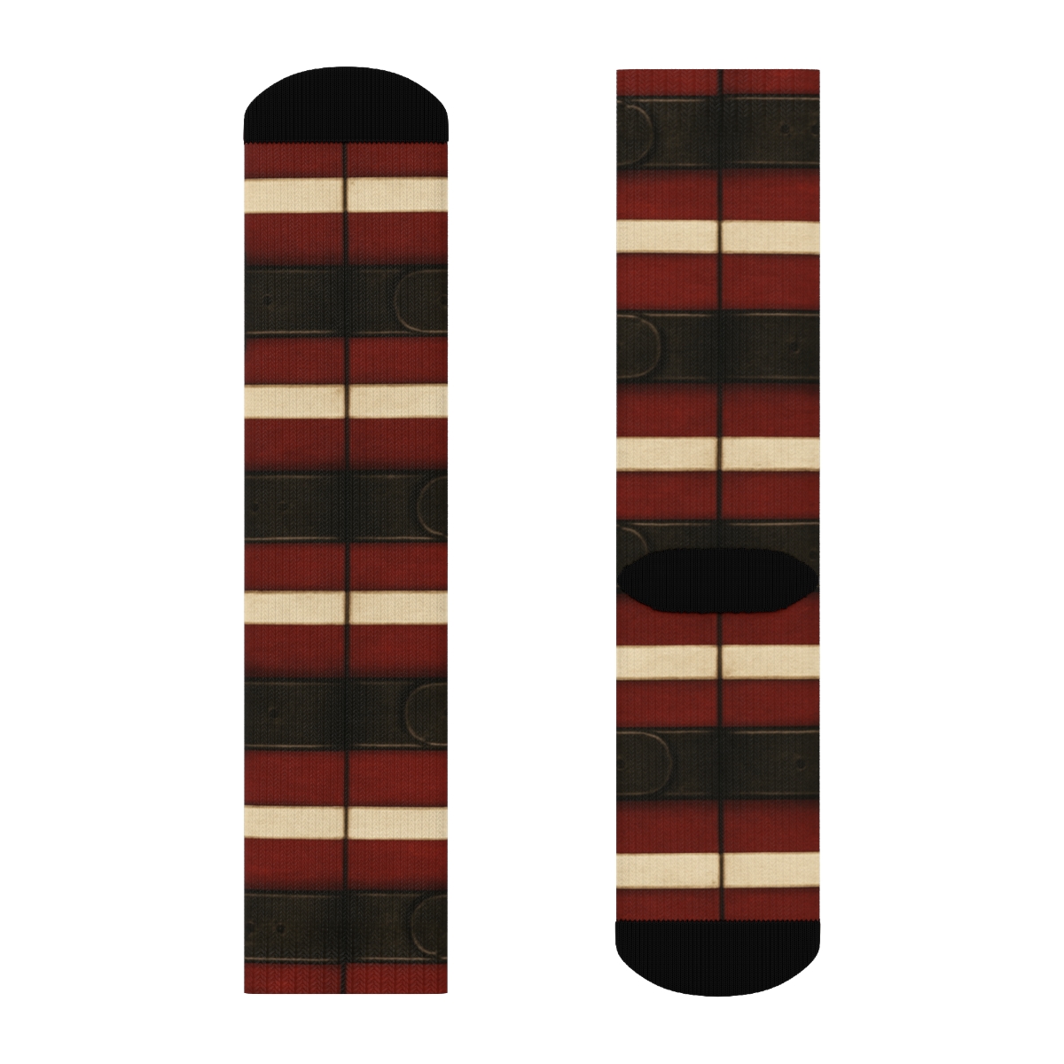 Santa Tiled Belt Border Pattern stylish athletic crew socks