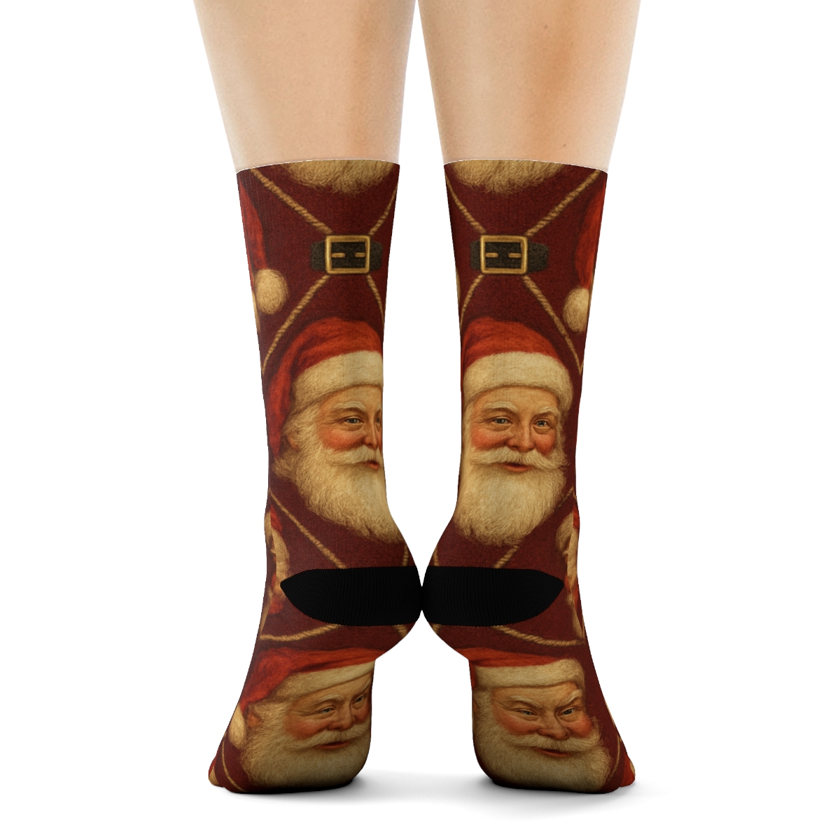 Santa Tiled Face Lattice premium sports crew socks